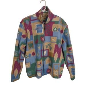 VTG Teddi 90's Patchwatch Floral Fleece Jacket Size Large Cottage Grandmacore